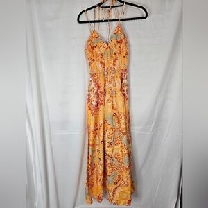 DEREK Lam 10 Crosby size 2 orange paisley maxi dress with halter NWOT